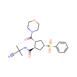 CC(C)(C#N)NC(=O)[C@@H]1C[C@@H](S(=O)(=O)c2ccccc2)C[C@H]1C(=O)N1CCOCC1 ZINC000103242394