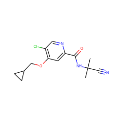 CC(C)(C#N)NC(=O)c1cc(OCC2CC2)c(Cl)cn1 ZINC000149214934