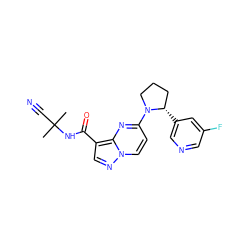 CC(C)(C#N)NC(=O)c1cnn2ccc(N3CCC[C@@H]3c3cncc(F)c3)nc12 ZINC000169704166