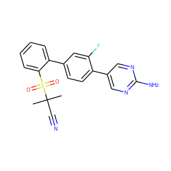 CC(C)(C#N)S(=O)(=O)c1ccccc1-c1ccc(-c2cnc(N)nc2)c(F)c1 ZINC000224735648