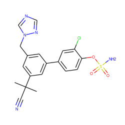 CC(C)(C#N)c1cc(Cn2cncn2)cc(-c2ccc(OS(N)(=O)=O)c(Cl)c2)c1 ZINC000045392657