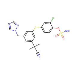 CC(C)(C#N)c1cc(Cn2cncn2)cc(Sc2ccc(OS(N)(=O)=O)c(Cl)c2)c1 ZINC000473135811