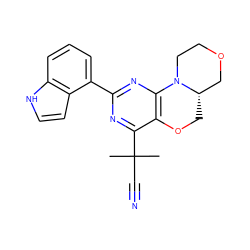 CC(C)(C#N)c1nc(-c2cccc3[nH]ccc23)nc2c1OC[C@H]1COCCN21 ZINC000218232415