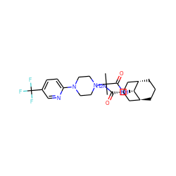 CC(C)(C(=O)N[C@H]1[C@H]2CCC[C@H]1C[C@@H](C(N)=O)C2)N1CCN(c2ccc(C(F)(F)F)cn2)CC1 ZINC000100065719