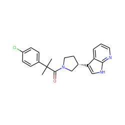 CC(C)(C(=O)N1CC[C@H](c2c[nH]c3ncccc23)C1)c1ccc(Cl)cc1 ZINC000043205052