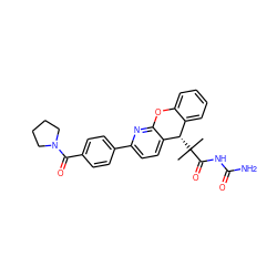 CC(C)(C(=O)NC(N)=O)[C@H]1c2ccccc2Oc2nc(-c3ccc(C(=O)N4CCCC4)cc3)ccc21 ZINC000299826853