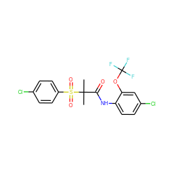 CC(C)(C(=O)Nc1ccc(Cl)cc1OC(F)(F)F)S(=O)(=O)c1ccc(Cl)cc1 ZINC000040395821