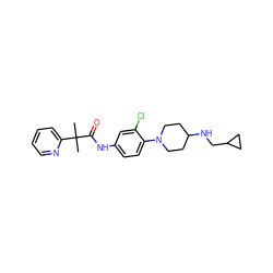 CC(C)(C(=O)Nc1ccc(N2CCC(NCC3CC3)CC2)c(Cl)c1)c1ccccn1 ZINC000064560479