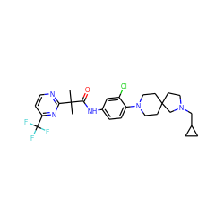 CC(C)(C(=O)Nc1ccc(N2CCC3(CCN(CC4CC4)C3)CC2)c(Cl)c1)c1nccc(C(F)(F)F)n1 ZINC000064559266