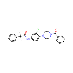 CC(C)(C(=O)Nc1ccc(N2CCN(C(=O)c3ccccc3)CC2)c(Cl)c1)c1ccccc1 ZINC000043015937