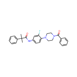 CC(C)(C(=O)Nc1ccc(N2CCN(C(=O)c3ccccc3)CC2)c(F)c1)c1ccccc1 ZINC000043072754