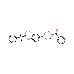 CC(C)(C(=O)Nc1ccc(N2CCN(C(=O)c3ccccc3)CC2)cc1Cl)c1ccccc1 ZINC000043013313