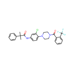 CC(C)(C(=O)Nc1ccc(N2CCN(C(=O)c3ccccc3C(F)(F)F)CC2)c(Cl)c1)c1ccccc1 ZINC000043019699