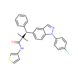 CC(C)(C(=O)Nc1ccsc1)[C@@H](c1ccccc1)c1ccc2c(cnn2-c2ccc(F)cc2)c1 ZINC000096283954