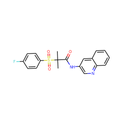 CC(C)(C(=O)Nc1cnc2ccccc2c1)S(=O)(=O)c1ccc(F)cc1 ZINC000040875260