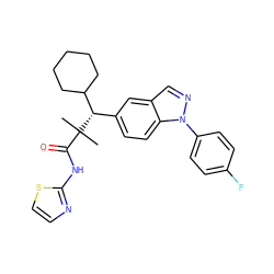 CC(C)(C(=O)Nc1nccs1)[C@@H](c1ccc2c(cnn2-c2ccc(F)cc2)c1)C1CCCCC1 ZINC000096283958