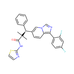 CC(C)(C(=O)Nc1nccs1)[C@@H](c1ccccc1)c1ccc2c(-c3ccc(F)cc3F)ncn2c1 ZINC000096284224