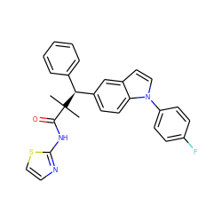 CC(C)(C(=O)Nc1nccs1)[C@@H](c1ccccc1)c1ccc2c(ccn2-c2ccc(F)cc2)c1 ZINC000096284226