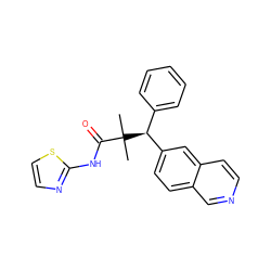 CC(C)(C(=O)Nc1nccs1)[C@@H](c1ccccc1)c1ccc2cnccc2c1 ZINC000096284222