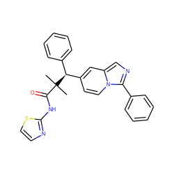 CC(C)(C(=O)Nc1nccs1)[C@@H](c1ccccc1)c1ccn2c(-c3ccccc3)ncc2c1 ZINC000096284212