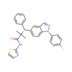 CC(C)(C(=O)Nc1nccs1)[C@H](c1ccccc1)c1ccc2c(cnn2-c2ccc(F)cc2)c1 ZINC000096283943