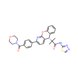 CC(C)(C(=O)Nc1nncs1)[C@H]1c2ccccc2Oc2nc(-c3ccc(C(=O)N4CCOCC4)cc3)ccc21 ZINC000073170172