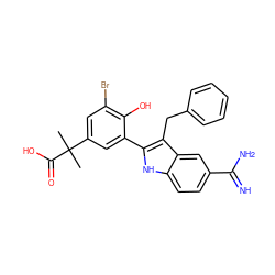 CC(C)(C(=O)O)c1cc(Br)c(O)c(-c2[nH]c3ccc(C(=N)N)cc3c2Cc2ccccc2)c1 ZINC000029477308