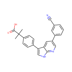 CC(C)(C(=O)O)c1ccc(-c2c[nH]c3ncc(-c4cccc(C#N)c4)cc23)cc1 ZINC000043062501