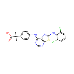 CC(C)(C(=O)O)c1ccc(Nc2ncnc3sc(Nc4c(Cl)cccc4Cl)nc23)cc1 ZINC000040880230