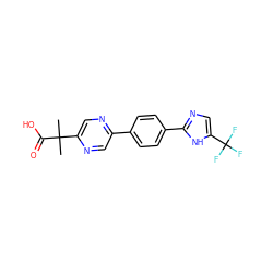 CC(C)(C(=O)O)c1cnc(-c2ccc(-c3ncc(C(F)(F)F)[nH]3)cc2)cn1 ZINC000218553090