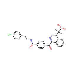 CC(C)(C(=O)O)c1cnc(C(=O)c2ccc(C(=O)NCCc3ccc(Cl)cc3)cc2)c2ccccc12 ZINC000084616327