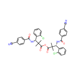 CC(C)(C(=O)OC(=O)C(C)(C)[C@H](NC(=O)c1ccc(C#N)cc1)c1ccccc1Cl)[C@H](NC(=O)c1ccc(C#N)cc1)c1ccccc1Cl ZINC000037858486