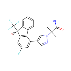 CC(C)(C(N)=O)n1cc(-c2cc(F)cc3c2-c2ccccc2[C@]3(O)C(F)(F)F)cn1 ZINC000144940690