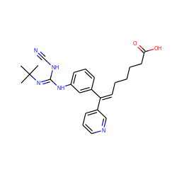 CC(C)(C)/N=C(\NC#N)Nc1cccc(/C(=C\CCCCC(=O)O)c2cccnc2)c1 ZINC000013796631