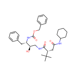 CC(C)(C)[C@@H](CC(=O)NC1CCCCC1)C(=O)NC[C@@H](O)[C@H](Cc1ccccc1)NC(=O)OCc1ccccc1 ZINC000014943380