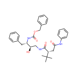 CC(C)(C)[C@@H](CC(=O)Nc1ccccc1)C(=O)NC[C@@H](O)[C@H](Cc1ccccc1)NC(=O)OCc1ccccc1 ZINC000014943382