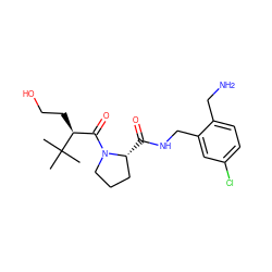 CC(C)(C)[C@@H](CCO)C(=O)N1CCC[C@H]1C(=O)NCc1cc(Cl)ccc1CN ZINC001772598063