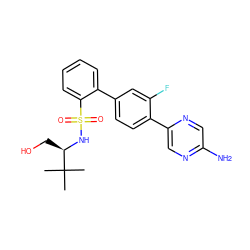 CC(C)(C)[C@@H](CO)NS(=O)(=O)c1ccccc1-c1ccc(-c2cnc(N)cn2)c(F)c1 ZINC000224719879