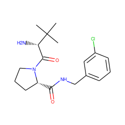 CC(C)(C)[C@@H](N)C(=O)N1CCC[C@H]1C(=O)NCc1cccc(Cl)c1 ZINC000045386332