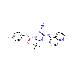 CC(C)(C)[C@@H](NC(=O)Cc1ccc(Cl)cc1)N/C(=N/C#N)Nc1cccc2ncccc12 ZINC000101632096