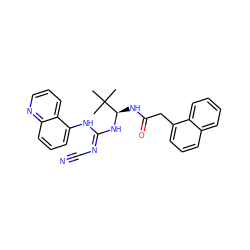 CC(C)(C)[C@@H](NC(=O)Cc1cccc2ccccc12)N/C(=N/C#N)Nc1cccc2ncccc12 ZINC000101632080