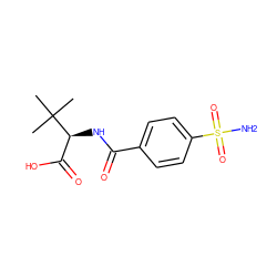 CC(C)(C)[C@@H](NC(=O)c1ccc(S(N)(=O)=O)cc1)C(=O)O ZINC000027637790