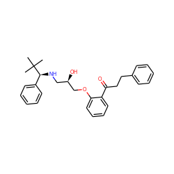 CC(C)(C)[C@@H](NC[C@@H](O)COc1ccccc1C(=O)CCc1ccccc1)c1ccccc1 ZINC000028637018