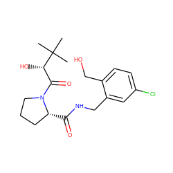 CC(C)(C)[C@@H](O)C(=O)N1CCC[C@H]1C(=O)NCc1cc(Cl)ccc1CO ZINC000209409687