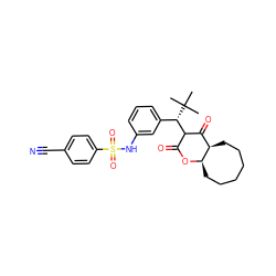 CC(C)(C)[C@@H](c1cccc(NS(=O)(=O)c2ccc(C#N)cc2)c1)C1C(=O)O[C@@H]2CCCCCC[C@@H]2C1=O ZINC000100781647