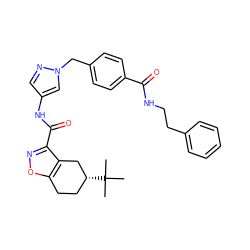 CC(C)(C)[C@@H]1CCc2onc(C(=O)Nc3cnn(Cc4ccc(C(=O)NCCc5ccccc5)cc4)c3)c2C1 ZINC000029054490