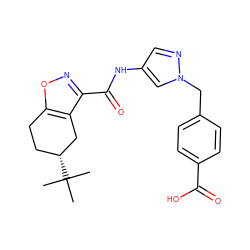 CC(C)(C)[C@@H]1CCc2onc(C(=O)Nc3cnn(Cc4ccc(C(=O)O)cc4)c3)c2C1 ZINC000029054806