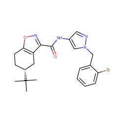 CC(C)(C)[C@@H]1CCc2onc(C(=O)Nc3cnn(Cc4ccccc4Br)c3)c2C1 ZINC000029055102