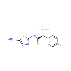 CC(C)(C)[C@H](C(=O)Nc1ncc(C#N)s1)c1ccc(Cl)cc1 ZINC000045394156