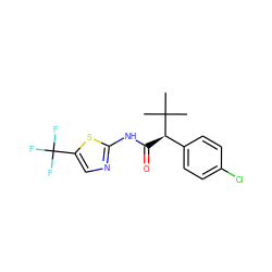 CC(C)(C)[C@H](C(=O)Nc1ncc(C(F)(F)F)s1)c1ccc(Cl)cc1 ZINC000045393871